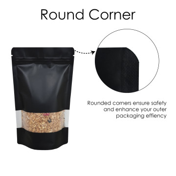 50g Window Black Matt Stand Up Pouch/Bag with Zip Lock [WP1] (100 per pack)