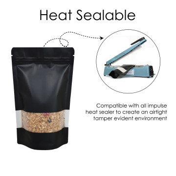 50g Window Black Matt Stand Up Pouch/Bag with Zip Lock [WP1] (100 per pack)