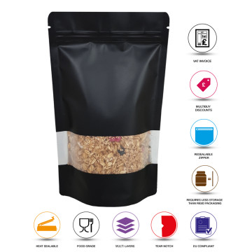 50g Window Black Matt Stand Up Pouch/Bag with Zip Lock [WP1] (100 per pack)