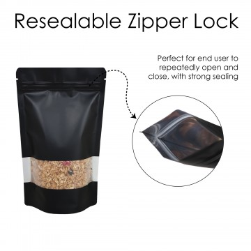 5kg Window Black Matt Stand Up Pouch/Bag with Zip Lock [SP8] (100 per pack)