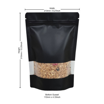 [Sample] 750g Window Black Matt Stand Up Pouch/Bag with Zip Lock [SP11]