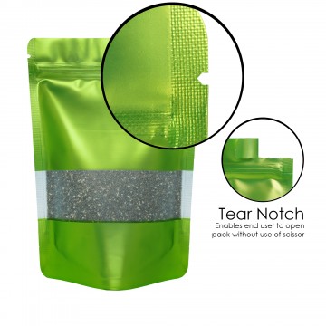 100x150mm Window Dark Green Matt Stand Up Pouch/Bag With Zip Lock (100 per pack)
