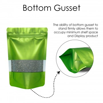 140x200mm Window Dark Green Matt Stand Up Pouch/Bag With Zip Lock (100 per pack)