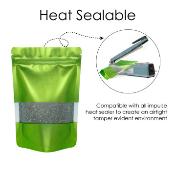 [SAMPLE] 140x200mm Window Green Matt Stand Up Pouch/Bag With Zip Lock
