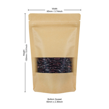 50g Window Kraft Paper Stand Up Pouch/Bag with Zip Lock [GP1] (100 per pack)