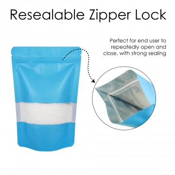120x200mm Window Dark Blue Matt Stand Up Pouch/Bag With Zip Lock (100 per pack)
