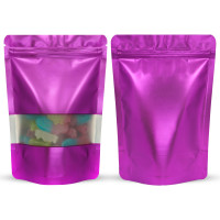 120x200mm Window Purple Matt Stand Up Pouch/Bag With Zip Lock (100 per pack)