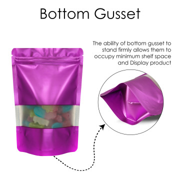 [SAMPLE] 180x260mm Window Purple Matt Stand Up Pouch/Bag With Zip Lock