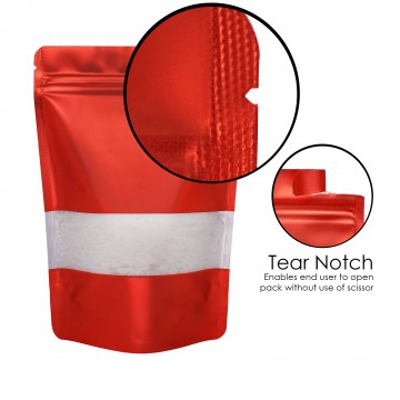 100x150mm Window Red Matt Stand Up Pouch/Bag With Zip Lock (100 per pack)