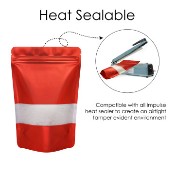 [SAMPLE] 160x240mm Window Red Matt Stand Up Pouch/Bag With Zip Lock