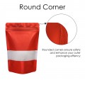 90x130mm Window Red Matt Stand Up Pouch/Bag With Zip Lock (100 per pack)
