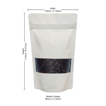 150g Window White Matt Stand Up Pouch/Bag with Zip Lock [SP3] (100 per pack)