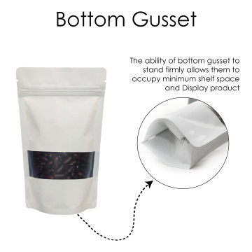 250g Window White Matt Stand Up Pouch/Bag with Zip Lock [SP4] (100 per pack)