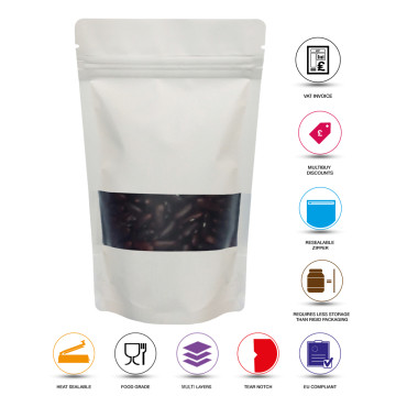 250g Window White Matt Stand Up Pouch/Bag with Zip Lock [SP4] (100 per pack)