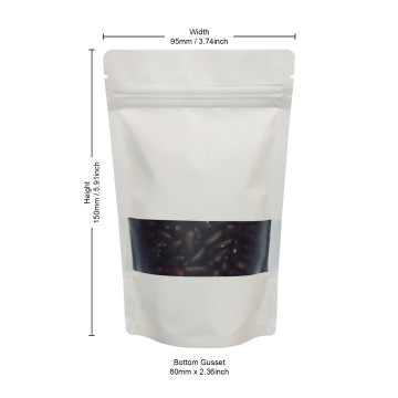 50g Window White Matt Stand Up Pouch/Bag with Zip Lock [WP1] (100 per pack)
