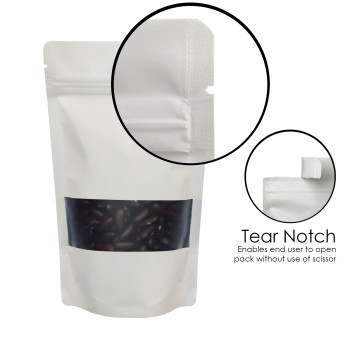 70g Window White Matt Stand Up Pouch/Bag with Zip Lock [SP2] (100 per pack)