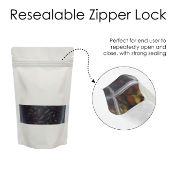 70g Window White Matt Stand Up Pouch/Bag with Zip Lock [SP2] (100 per pack)