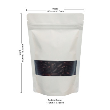 750g Window White Matt Stand Up Pouch/Bag with Zip Lock [SP11] (100 per pack)