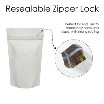 100g White Matt Stand Up Pouch/Bag with Zip Lock [SP9] (100 per pack)