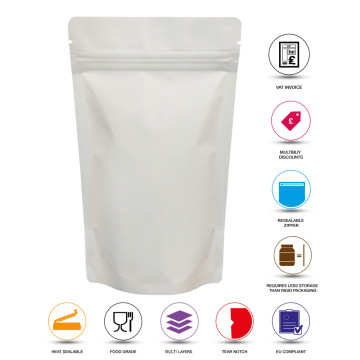 100g White Matt Stand Up Pouch/Bag with Zip Lock [SP9] (100 per pack)