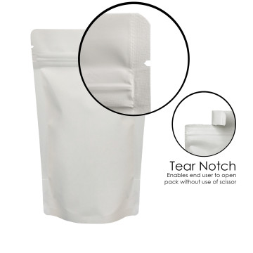 70g White Matt Stand Up Pouch/Bag with Zip Lock [SP2] (100 per pack)