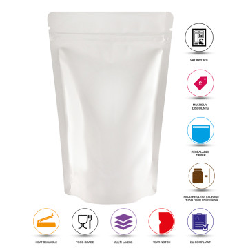 3kg White Shiny Stand Up Pouch/Bag with Zip Lock [SP7] (100 per pack)