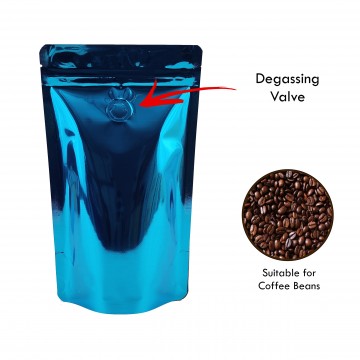 150g Blue Shiny With Valve Stand Up Pouch/Bag with Zip Lock [SP3]