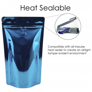250g Blue Shiny With Valve Stand Up Pouch/Bag with Zip Lock [SP4]