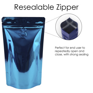 250g Blue Shiny With Valve Stand Up Pouch/Bag with Zip Lock [SP4] (100 per pack)