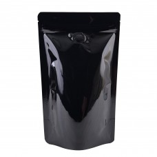 150g Black Shiny With Valve Stand Up Pouch/Bag with Zip Lock [SP3]