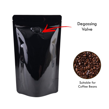 500g Black Shiny With Valve Stand Up Pouch/Bag with Zip Lock [SP5] (100 per pack)