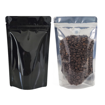 250g Clear / Black Shiny With Valve Stand Up Pouch/Bag with Zip Lock [SP4] (100 per pack)