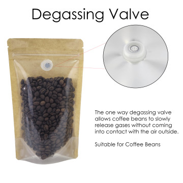 250g Kraft Paper One Side Clear With Valve Stand Up Pouch/Bag with Zip Lock [SP4]