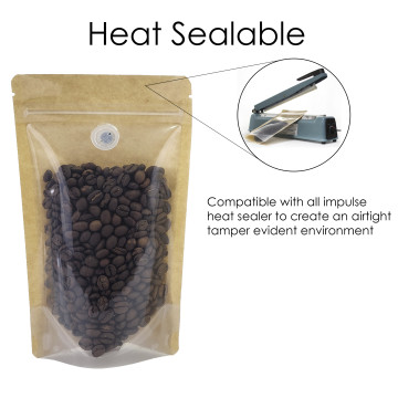 250g Kraft Paper One Side Clear With Valve Stand Up Pouch/Bag with Zip Lock [SP4]