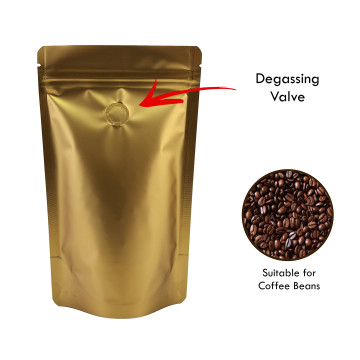 500g Gold Matt With Valve Stand Up Pouch/Bag with Zip Lock [SP5]