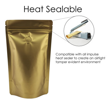 250g Gold Matt With Valve Stand Up Pouch/Bag with Zip Lock [SP4] (100 per pack)