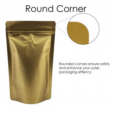 1kg Gold Matt With Valve Stand Up Pouch/Bag with Zip Lock [SP6]