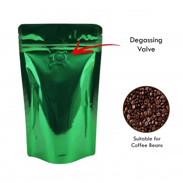 250g Green Shiny With Valve Stand Up Pouch/Bag with Zip Lock [SP4]