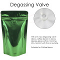 70g Green Shiny With Valve Stand Up Pouch/Bag with Zip Lock [SP2] (100 per pack)