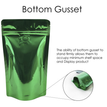 250g Green Shiny With Valve Stand Up Pouch/Bag with Zip Lock [SP4] (100 per pack)