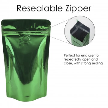 70g Green Shiny With Valve Stand Up Pouch/Bag with Zip Lock [SP2]