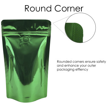 70g Green Shiny With Valve Stand Up Pouch/Bag with Zip Lock [SP2] (100 per pack)