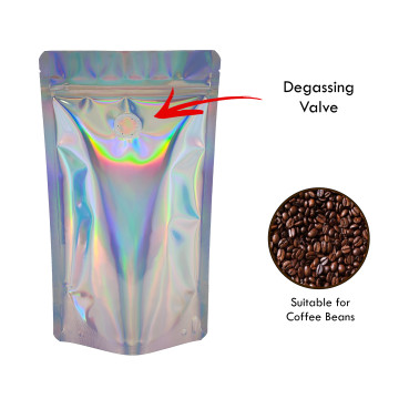 250g Holographic With Valve Stand Up Pouch/Bag with Zip Lock [SP4]
