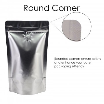 250g Silver Matt With Valve Stand Up Pouch/Bag with Zip Lock [SP4]
