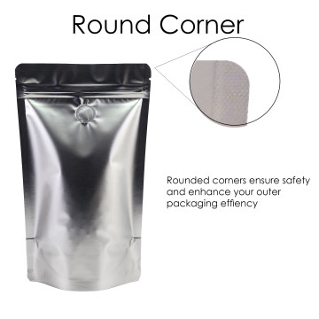 500g Silver Matt With Valve Stand Up Pouch/Bag with Zip Lock [SP5] (100 per pack)