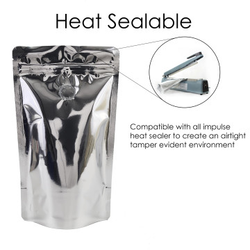 250g Silver Shiny With Valve Stand Up Pouch/Bag with Zip Lock [SP4] (100 per pack)