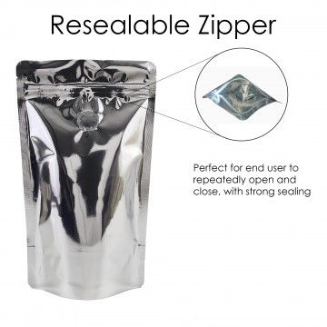 250g Silver Shiny With Valve Stand Up Pouch/Bag with Zip Lock [SP4]