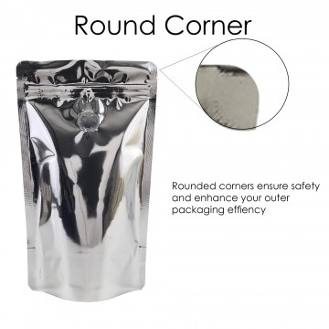 100g Silver Shiny With Valve Stand Up Pouch/Bag with Zip Lock [SP9]