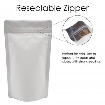 70g White Paper With Valve Stand Up Pouch/Bag with Zip Lock [SP2]