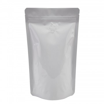 750g White Shiny With Valve Stand Up Pouch/Bag with Zip Lock [SP11]